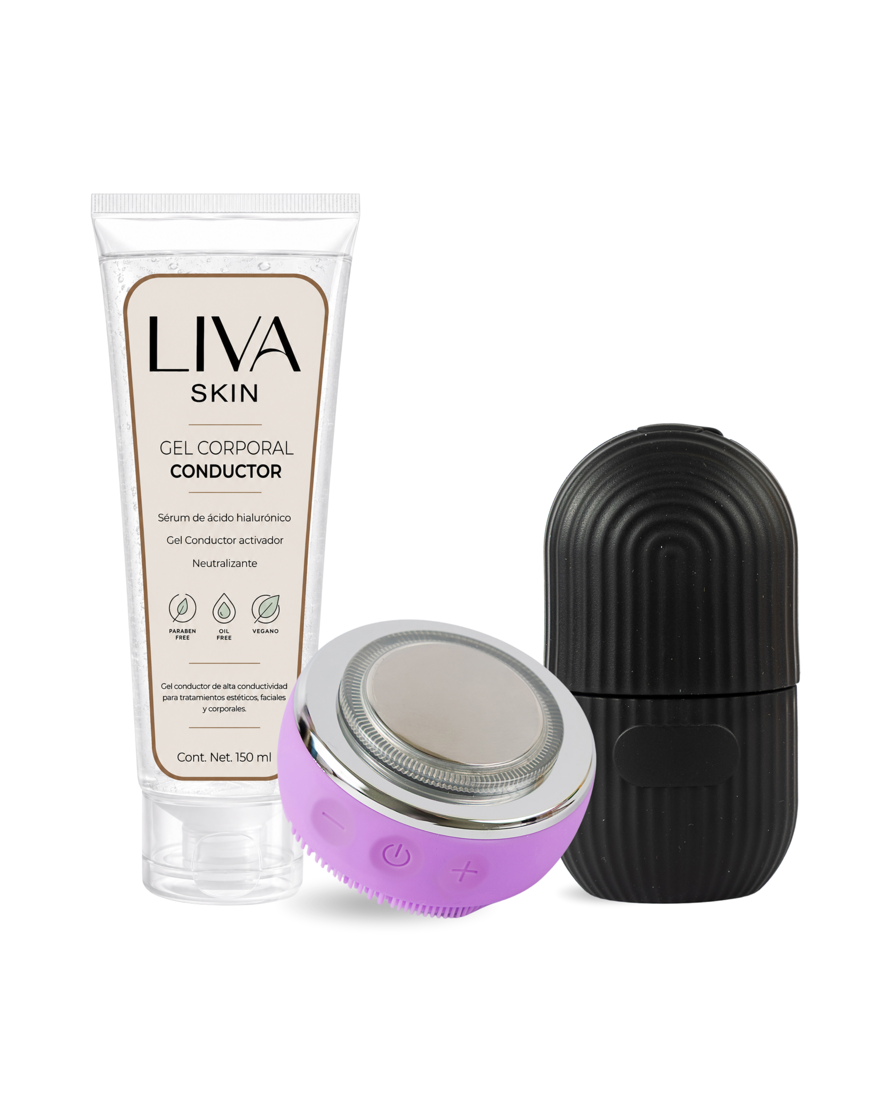 Set Dispositivo Limpiador & masaje Facial + Silicona Facial de Hielo + Gel conductor | Liva Skin